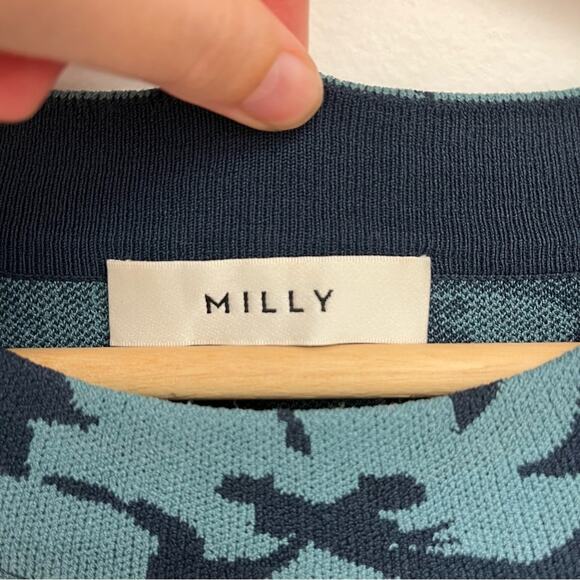 MILLY Floral Print Cropped Balloon Sleeve Crew Knit Designer Sweater - Small* - Picture 3 of 10